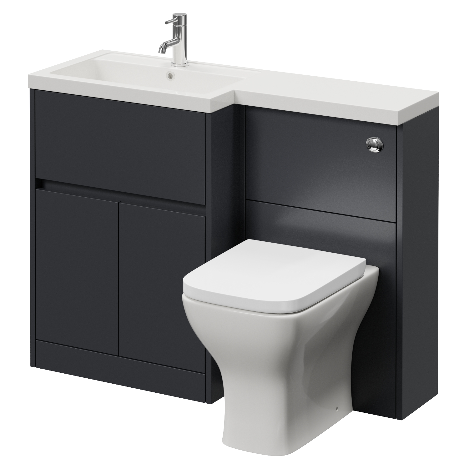 Montego Combination 2 Door 1 Drawer Vanity Unit Toilet Suite with Left Hand Square Lucia Basin