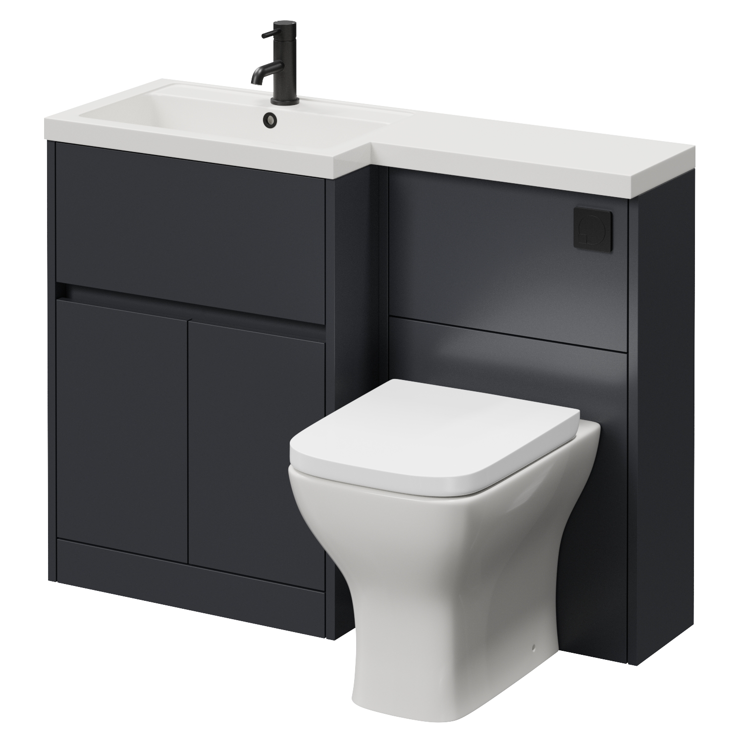 Montego Combination 2 Door 1 Drawer Vanity Unit Toilet Suite with Left Hand Square Lucia Basin