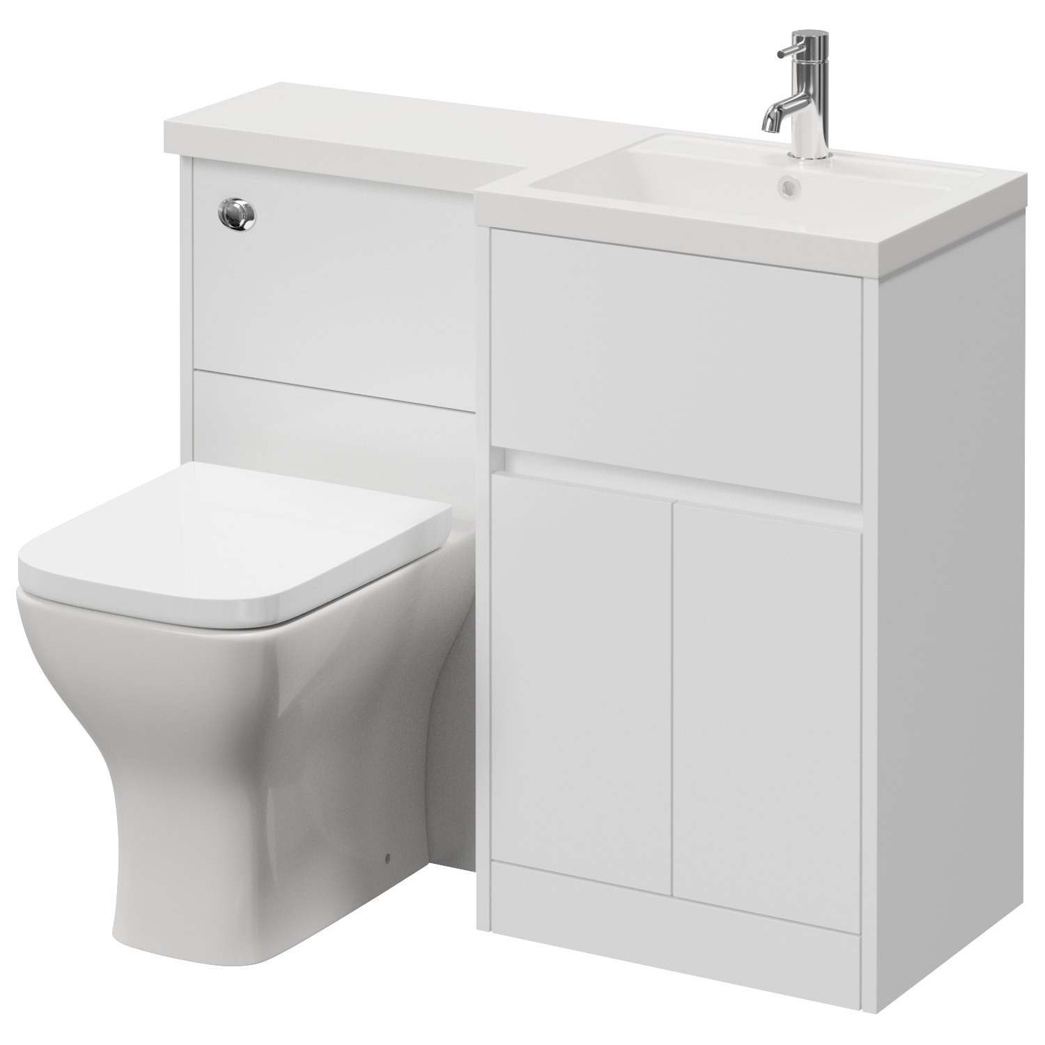 Montego Combination 2 Door 1 Drawer Vanity Unit Toilet Suite with Right Hand Square Lucia Basin