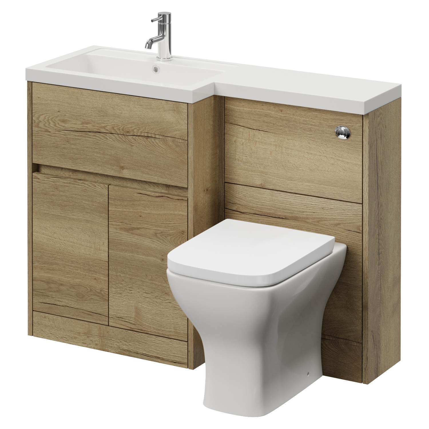 Montego Combination 2 Door 1 Drawer Vanity Unit Toilet Suite with Left Hand Square Lucia Basin