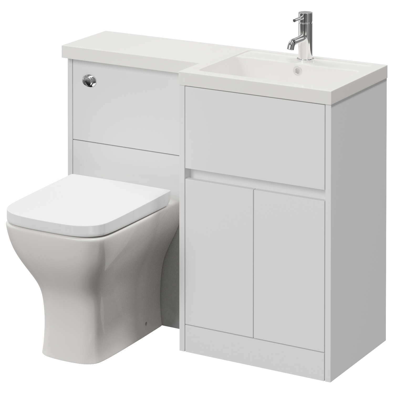 Montego Combination 2 Door 1 Drawer Vanity Unit Toilet Suite with Right Hand Square Lucia Basin