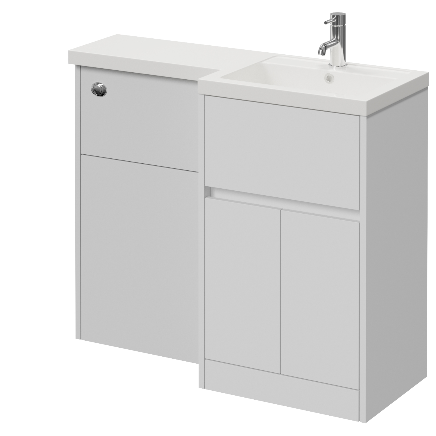 Montego Combination 2 Door 1 Drawer Vanity Unit Toilet Suite with Right Hand Square Lucia Basin