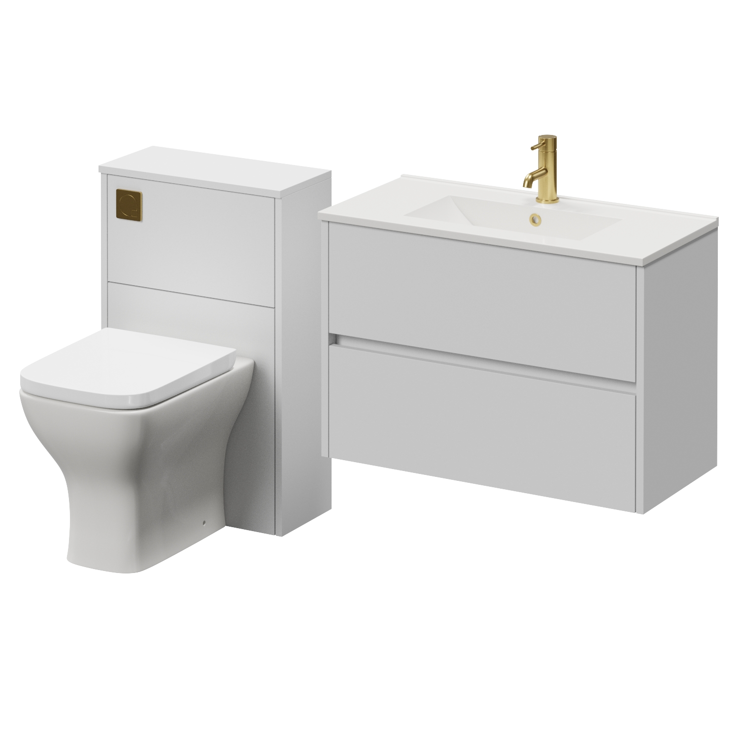 Montego Wall Mounted Vanity Unit and Toilet Suite with Angel Basin