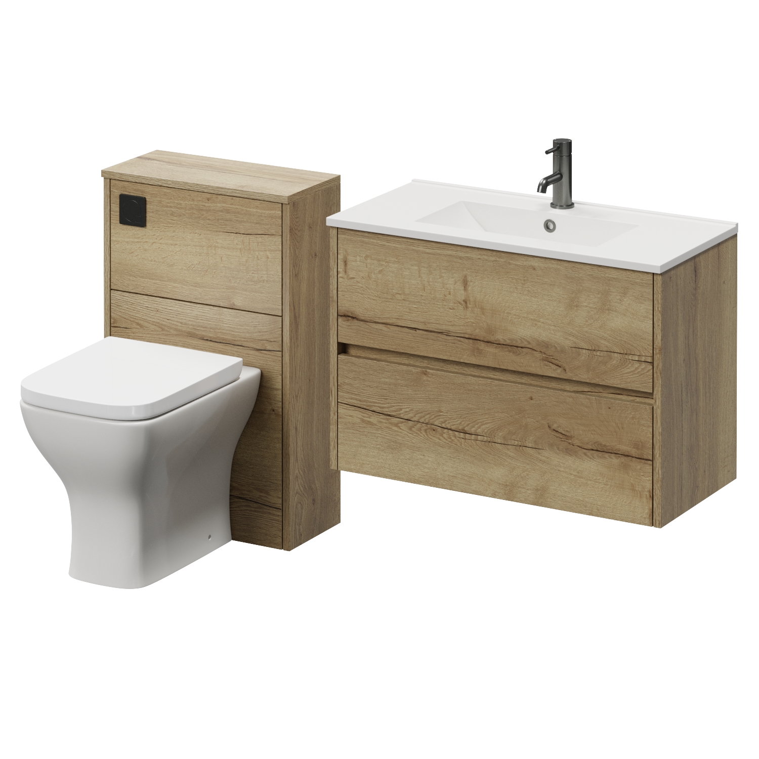 Montego Wall Mounted Vanity Unit and Toilet Suite with Angel Basin