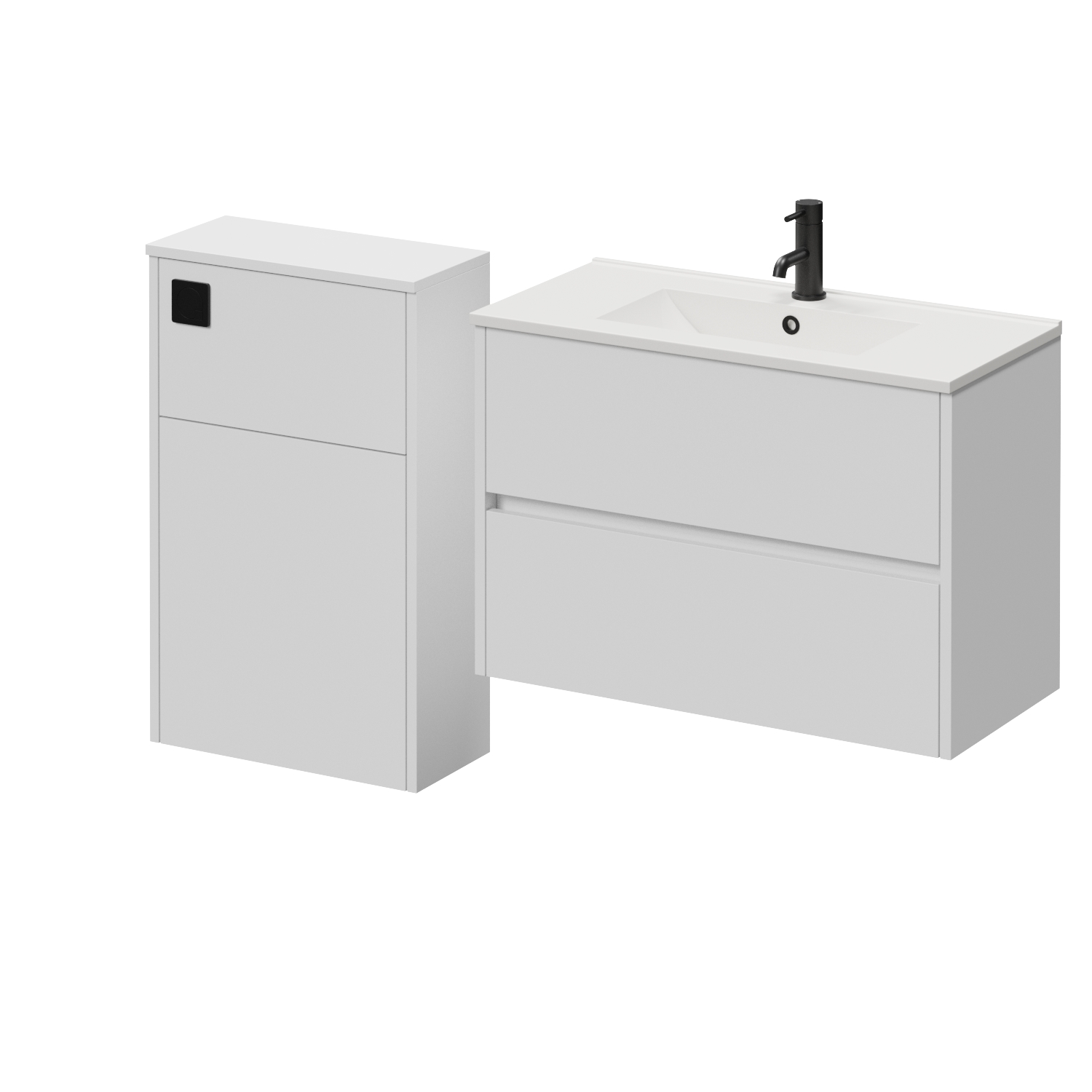 Montego Wall Mounted Vanity Unit and Toilet Suite with Angel Basin