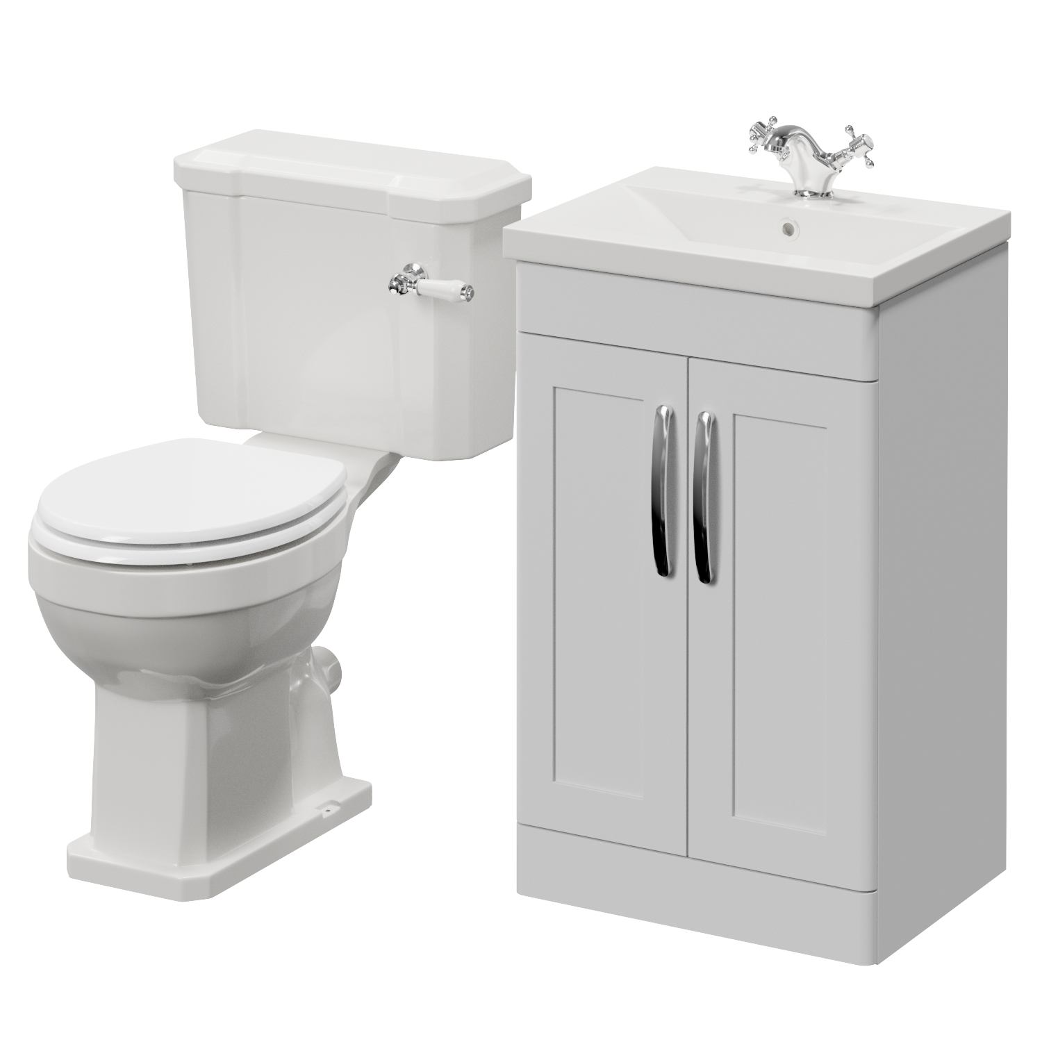 Danbury 2 Door Vanity Unit and Windsor Toilet Suite with Glide Basin