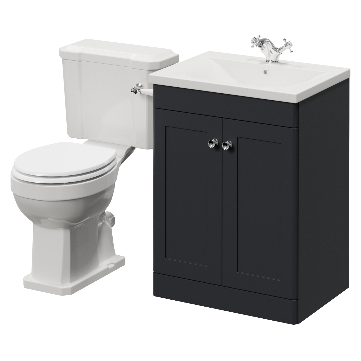 Danbury 2 Door Vanity Unit and Windsor Toilet Suite with Glide Basin