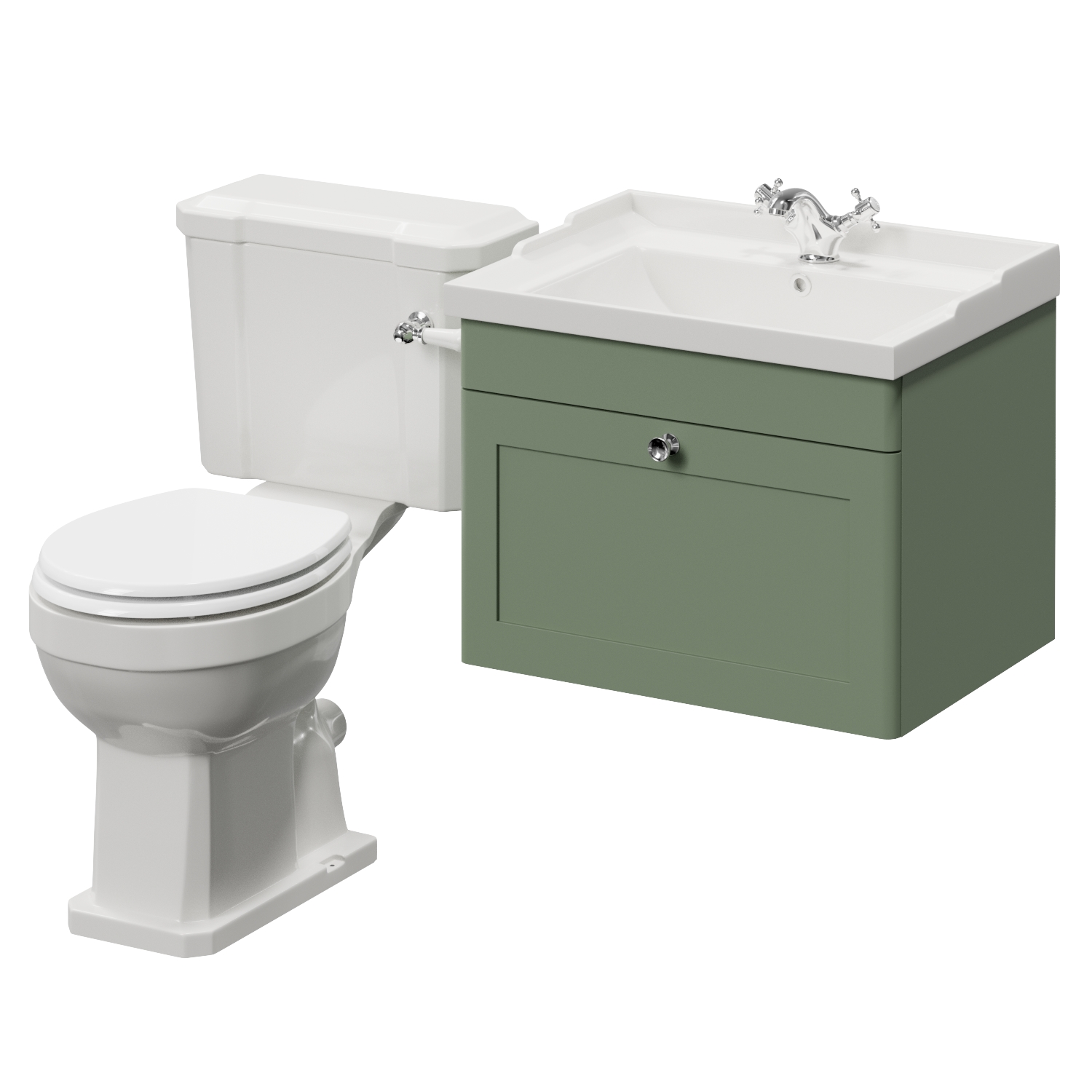 Danbury Wall Mounted Single Drawer Vanity Unit and Windsor Toilet Suite