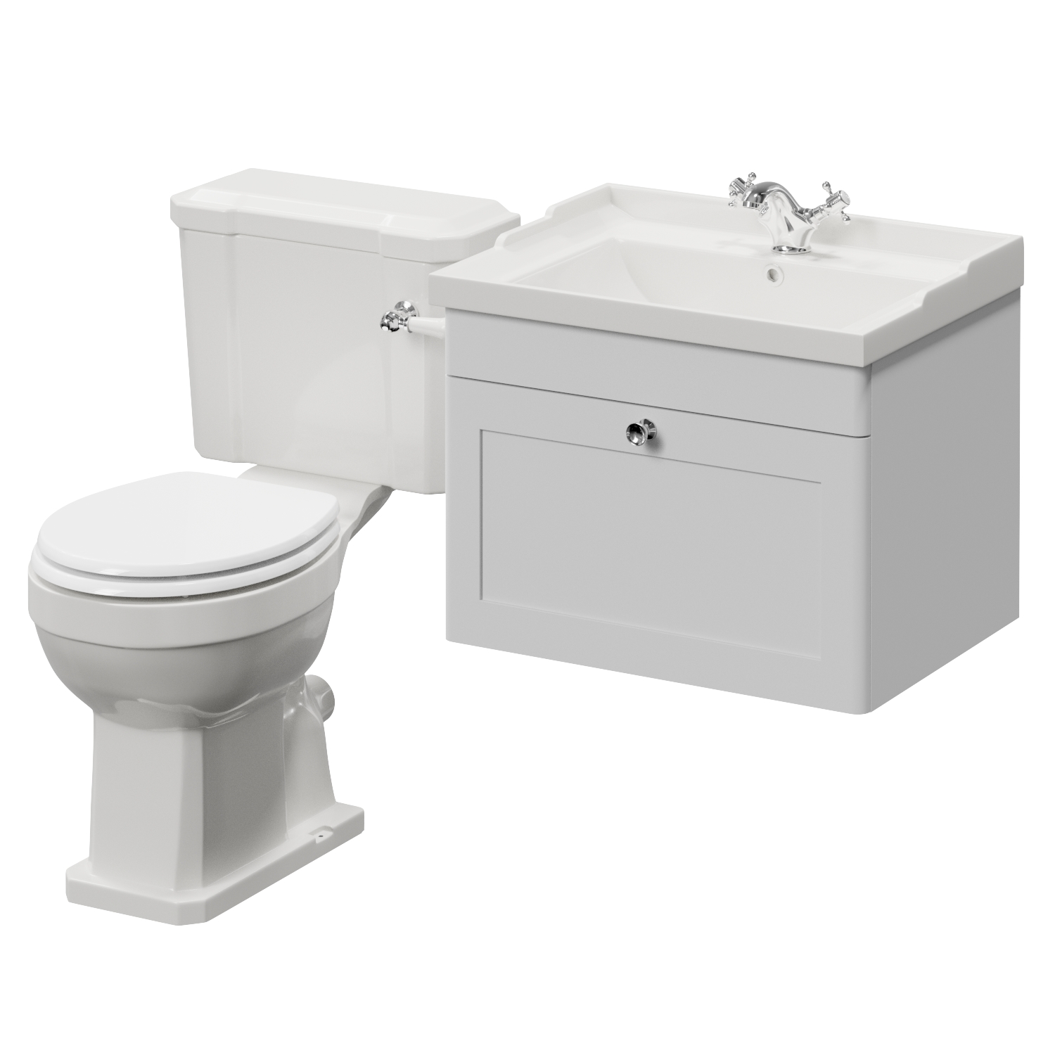 Danbury Wall Mounted Single Drawer Vanity Unit and Windsor Toilet Suite