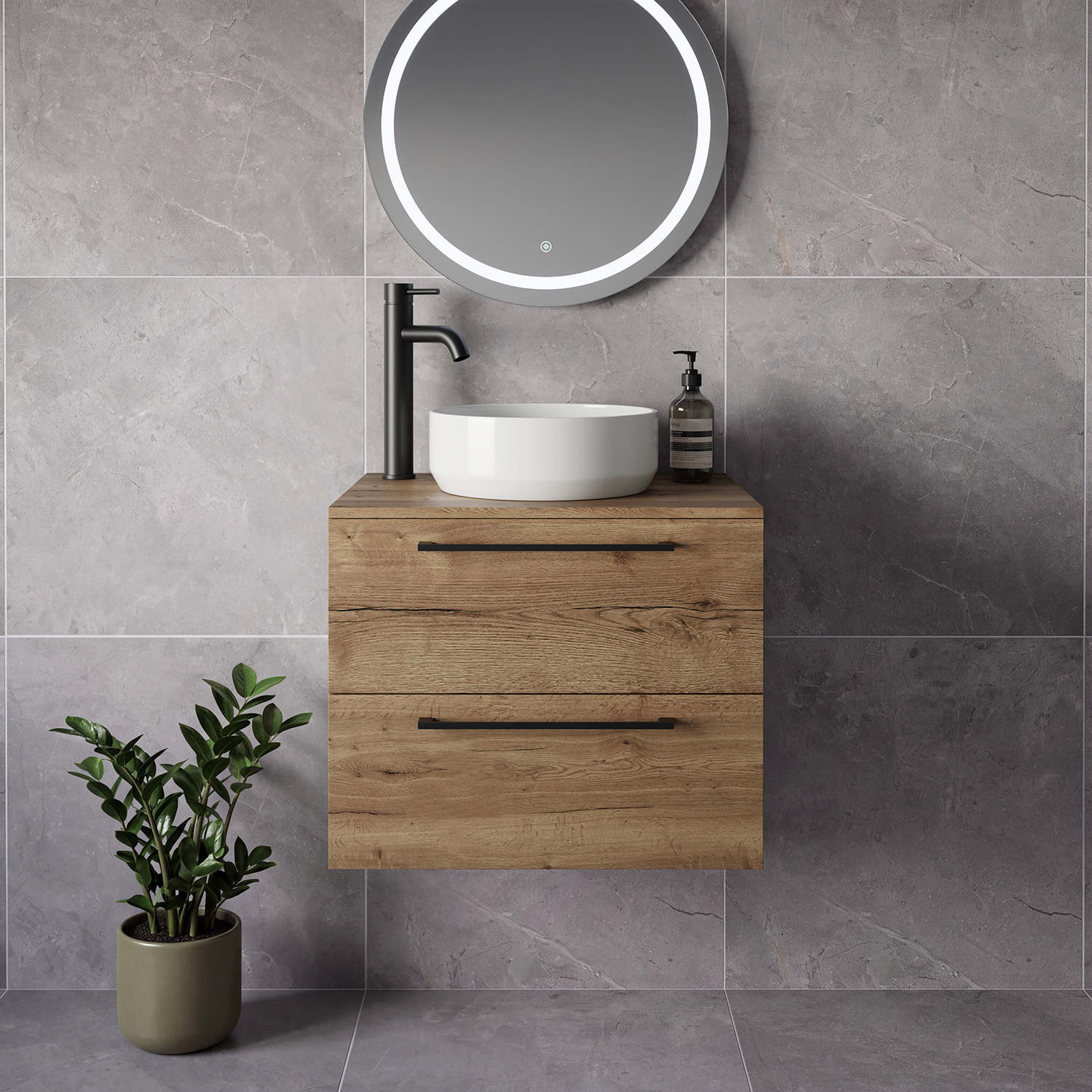Napoli 460 Wall Mounted 2 Drawer Vanity Unit for Countertop Basins
