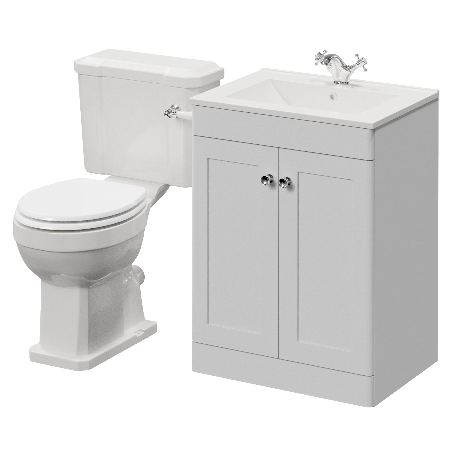 Danbury 2 Door Vanity Unit and Windsor Toilet Suite with Angel Basin