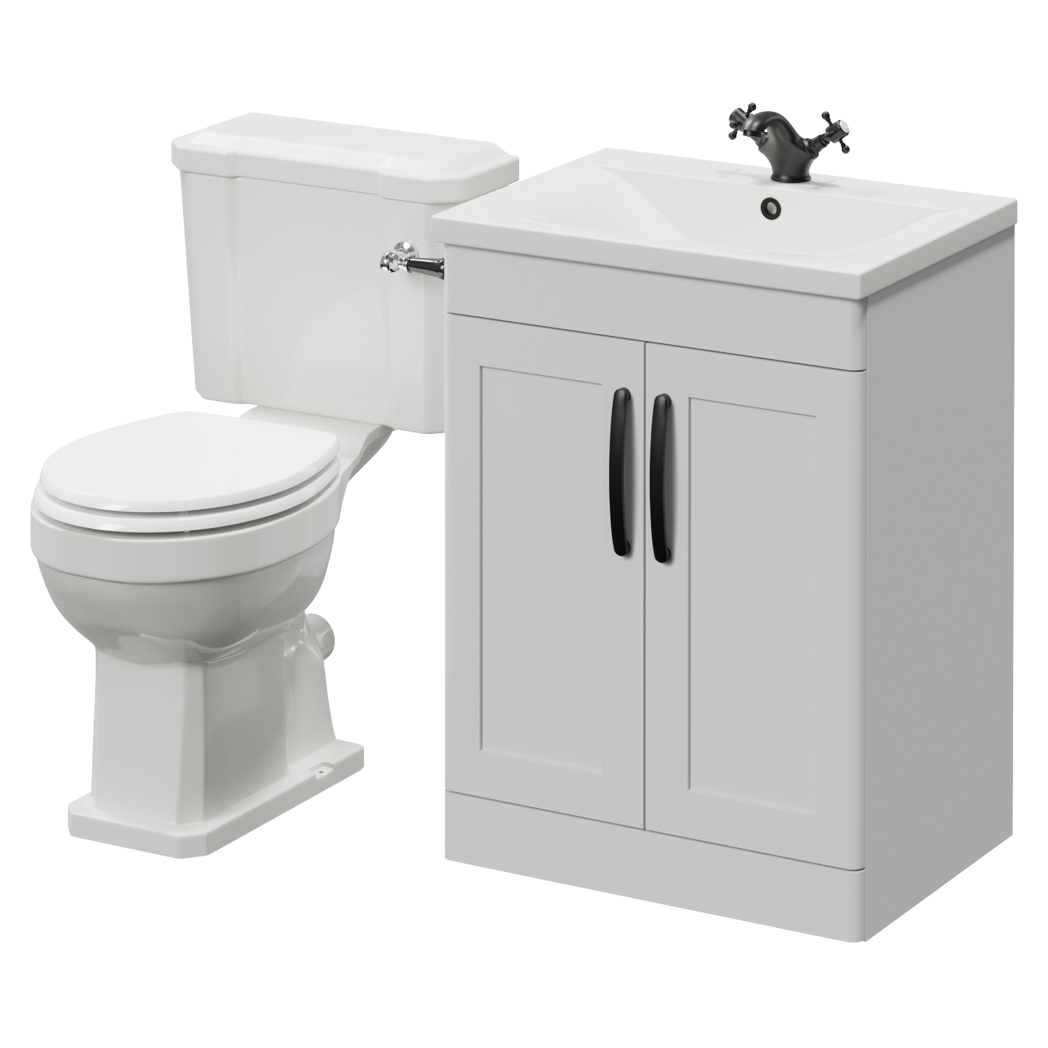 Danbury 2 Door Vanity Unit and Windsor Toilet Suite with Glide Basin