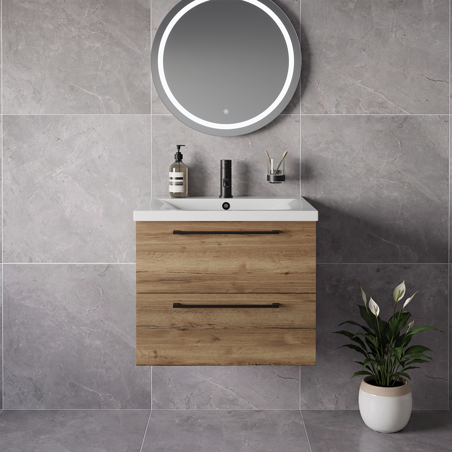 Napoli 460 Wall Mounted 2 Drawer Vanity Unit with Glide Basin