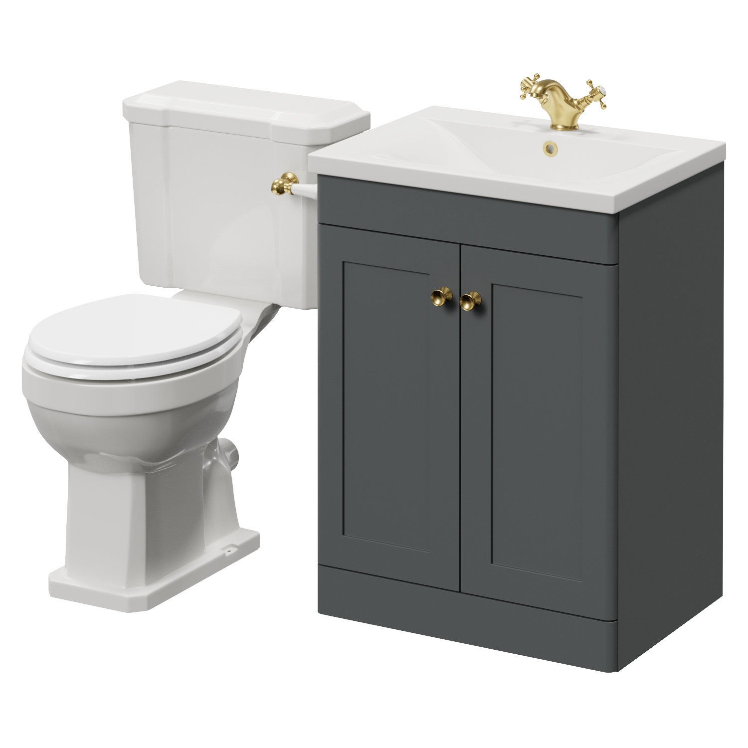Danbury 2 Door Vanity Unit and Windsor Toilet Suite with Glide Basin