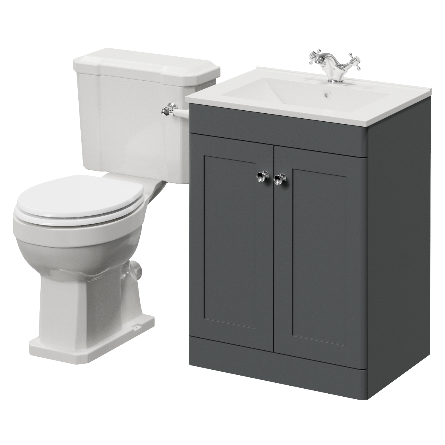 Danbury 2 Door Vanity Unit and Windsor Toilet Suite with Angel Basin