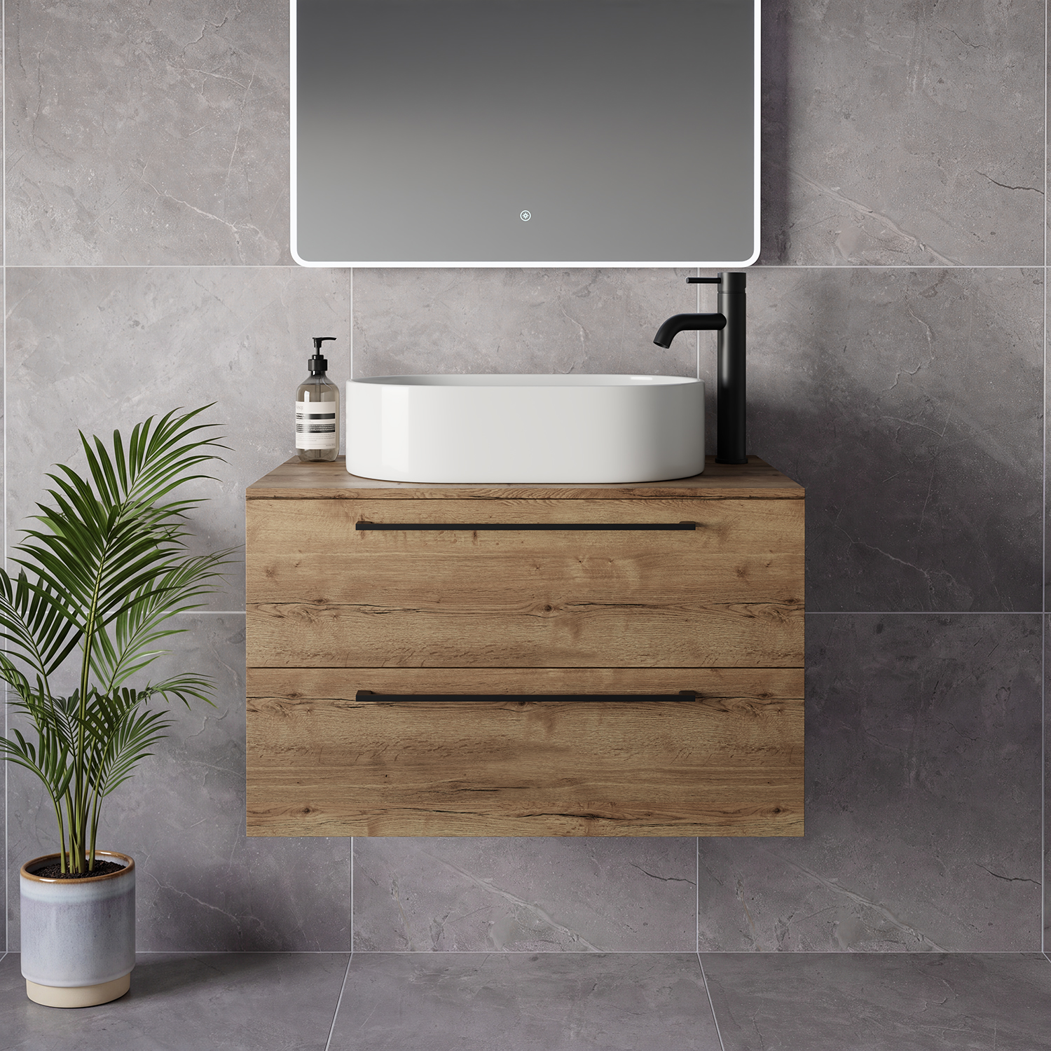 Napoli 460 Wall Mounted 2 Drawer Vanity Unit for Countertop Basins