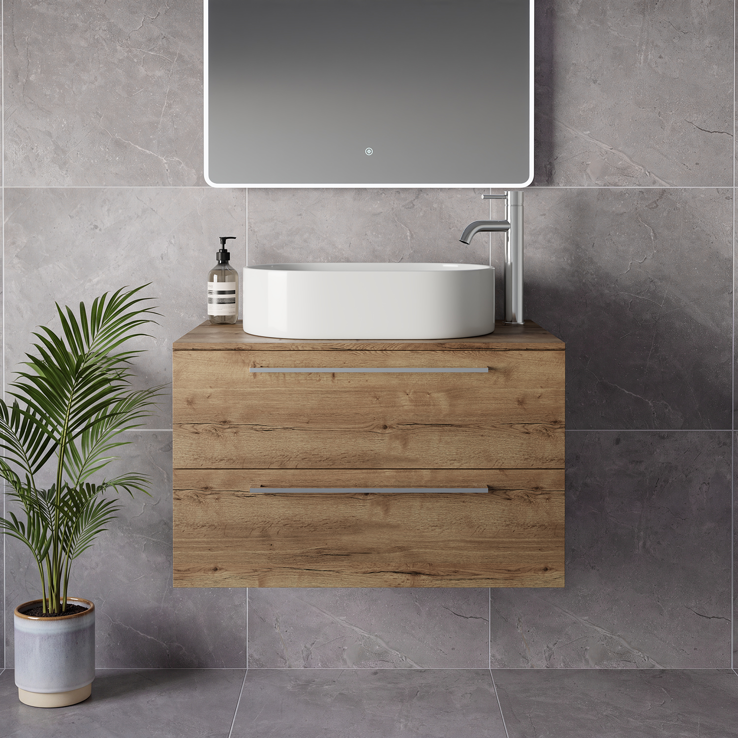 Napoli 460 Wall Mounted 2 Drawer Vanity Unit for Countertop Basins