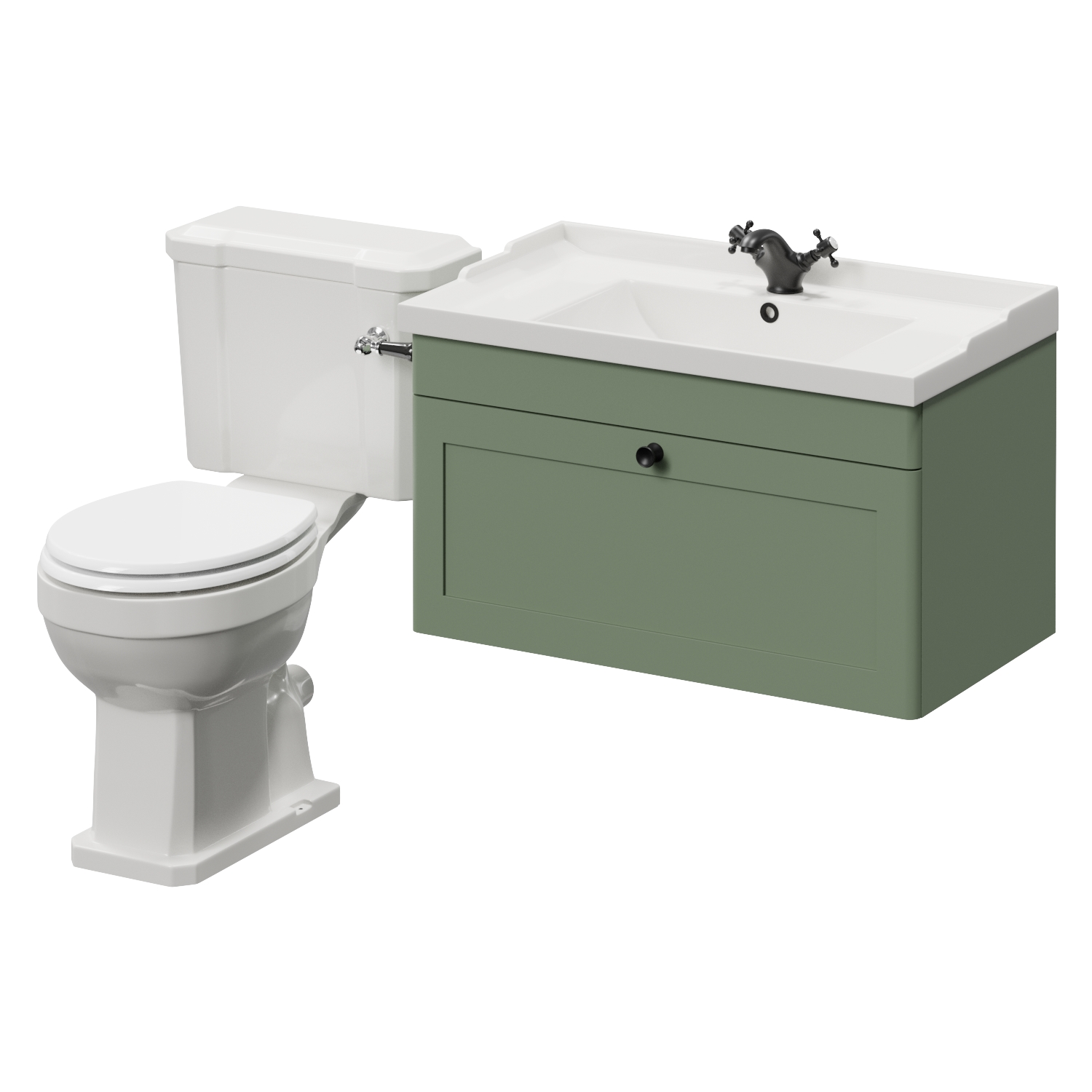 Danbury Wall Mounted Single Drawer Vanity Unit and Windsor Toilet Suite
