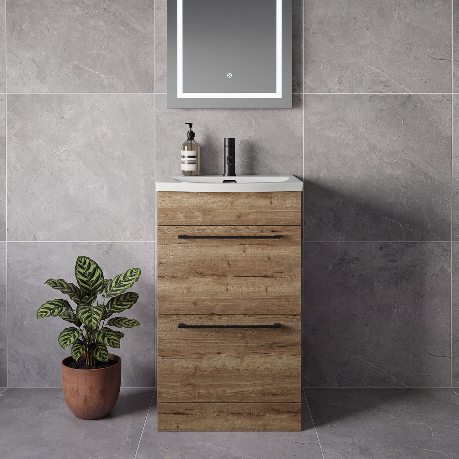 Napoli 390 2 Drawer Vanity Unit with Arc Basin