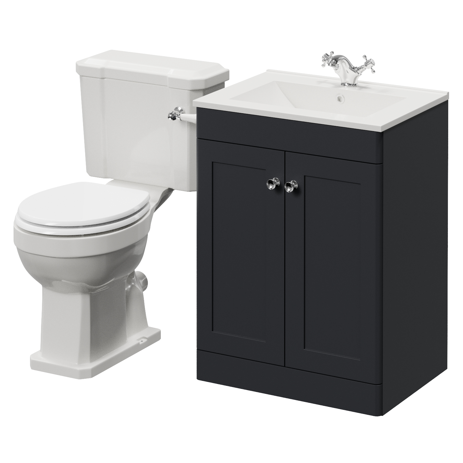Danbury 2 Door Vanity Unit and Windsor Toilet Suite with Angel Basin