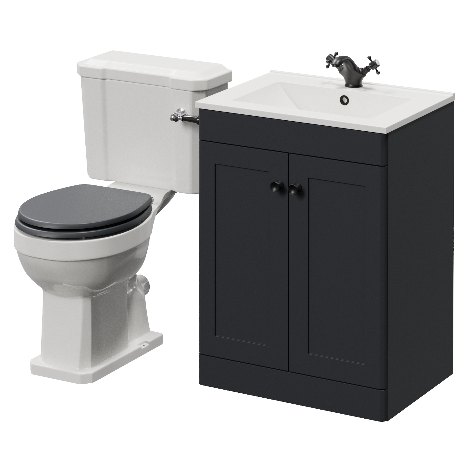 Danbury 2 Door Vanity Unit and Windsor Toilet Suite with Angel Basin