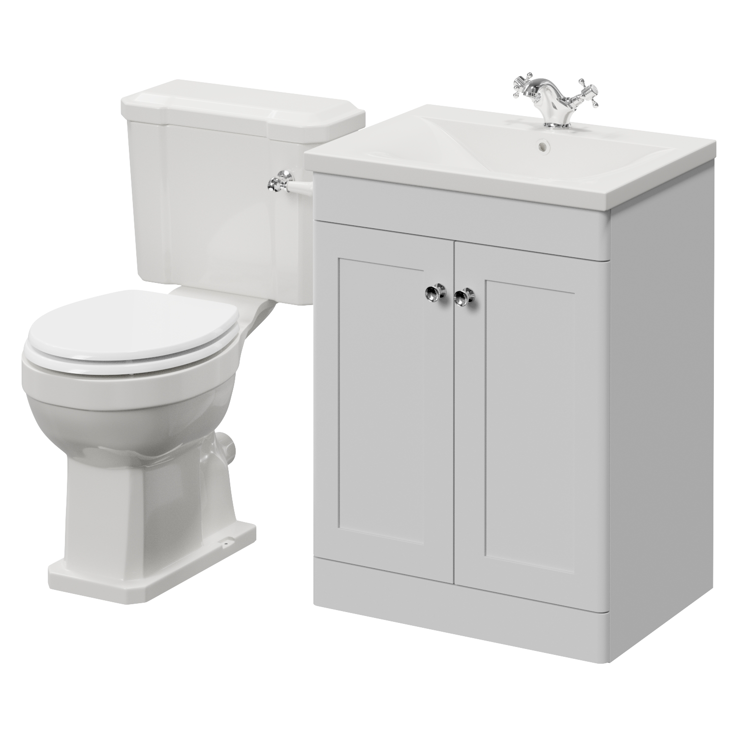 Danbury 2 Door Vanity Unit and Windsor Toilet Suite with Glide Basin
