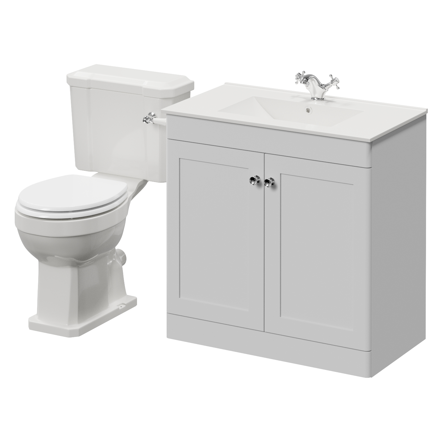 Danbury 2 Door Vanity Unit and Windsor Toilet Suite with Angel Basin