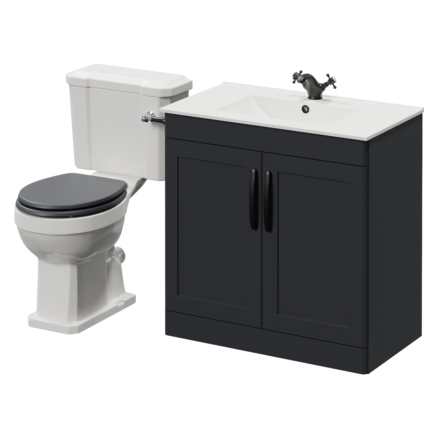 Danbury 2 Door Vanity Unit and Windsor Toilet Suite with Angel Basin