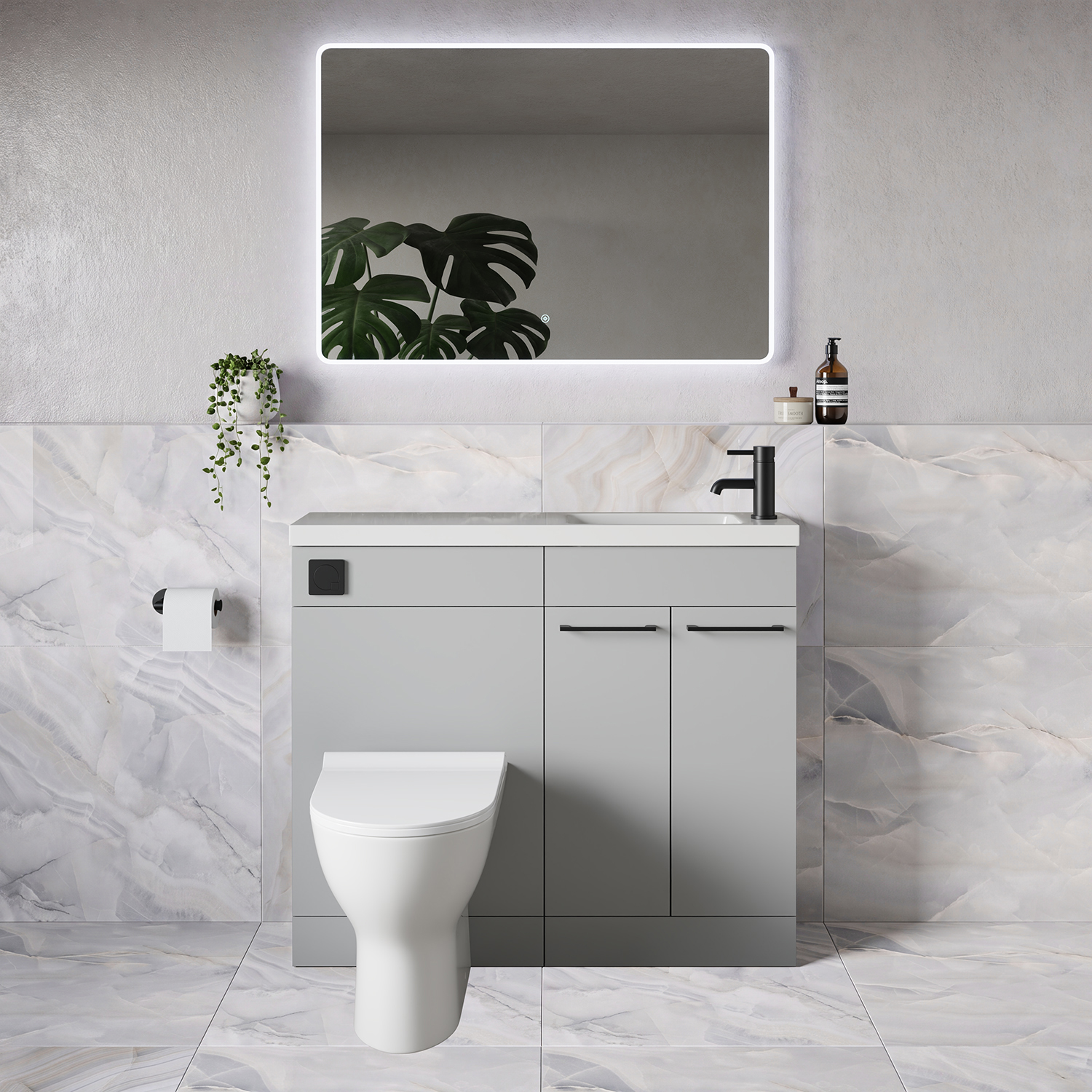 Napoli 250 2 Door Vanity Unit Toilet Suite with Round Silvo Basin
