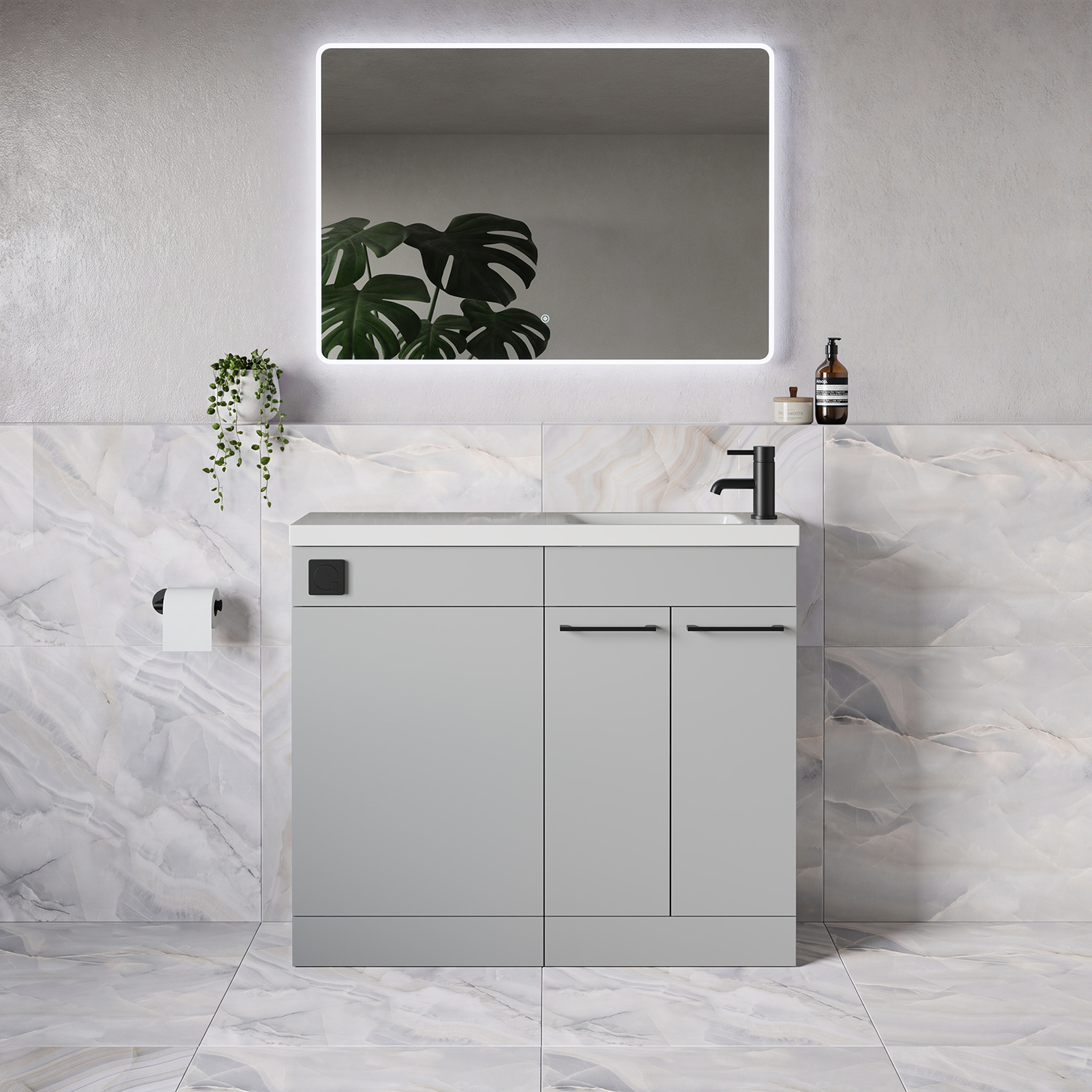 Napoli 250 2 Door Vanity Unit Toilet Suite with Round Silvo Basin
