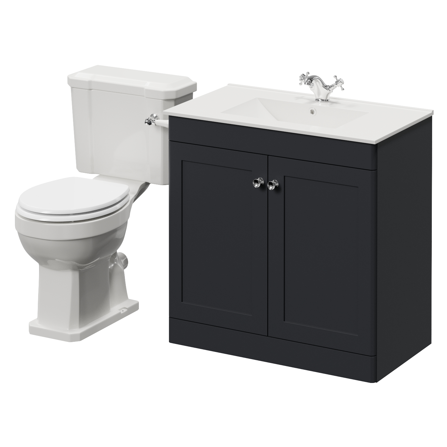 Danbury 2 Door Vanity Unit and Windsor Toilet Suite with Angel Basin