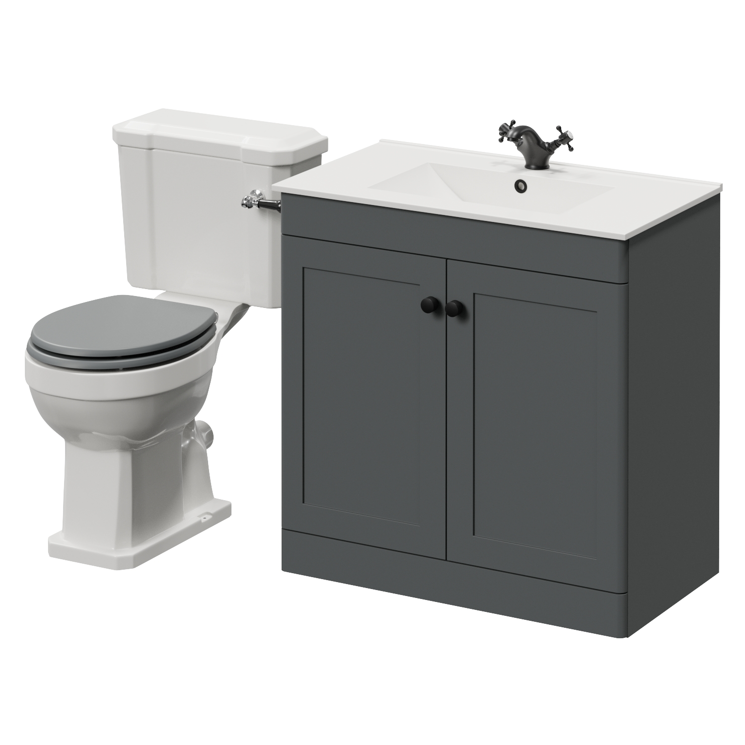 Danbury 2 Door Vanity Unit and Windsor Toilet Suite with Angel Basin