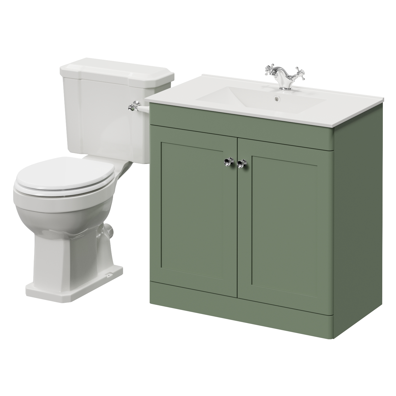 Danbury 2 Door Vanity Unit and Windsor Toilet Suite with Angel Basin