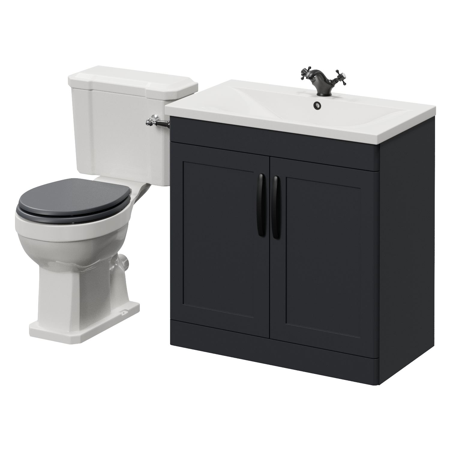 Danbury 2 Door Vanity Unit and Windsor Toilet Suite with Glide Basin