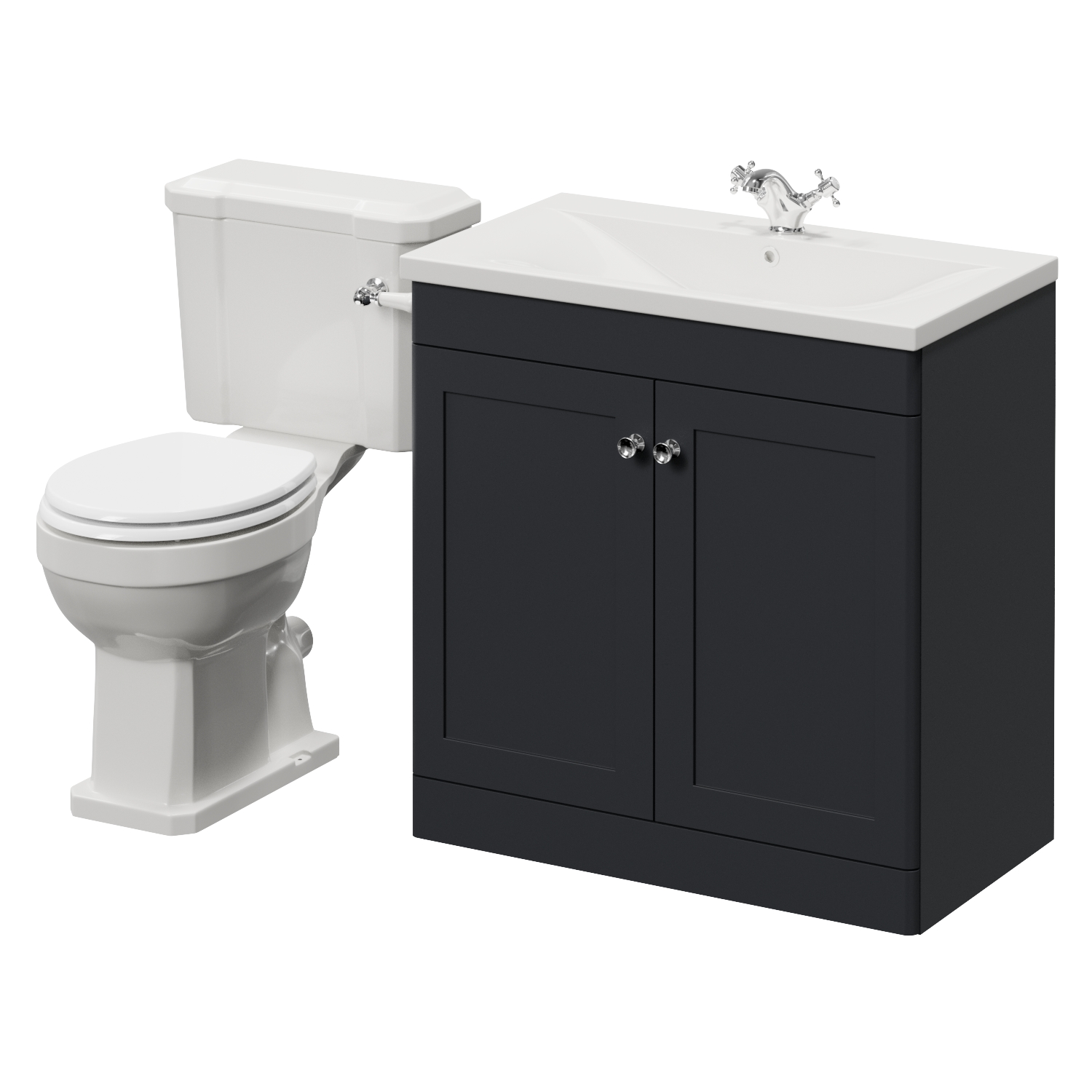 Danbury 2 Door Vanity Unit and Windsor Toilet Suite with Glide Basin