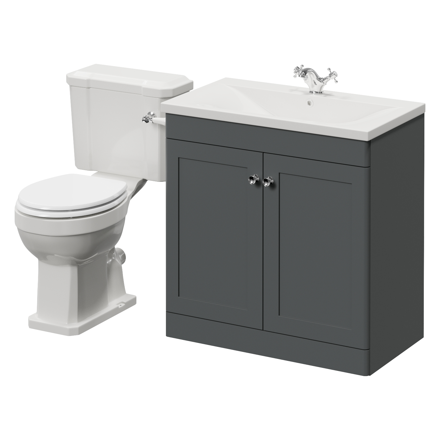 Danbury 2 Door Vanity Unit and Windsor Toilet Suite with Glide Basin