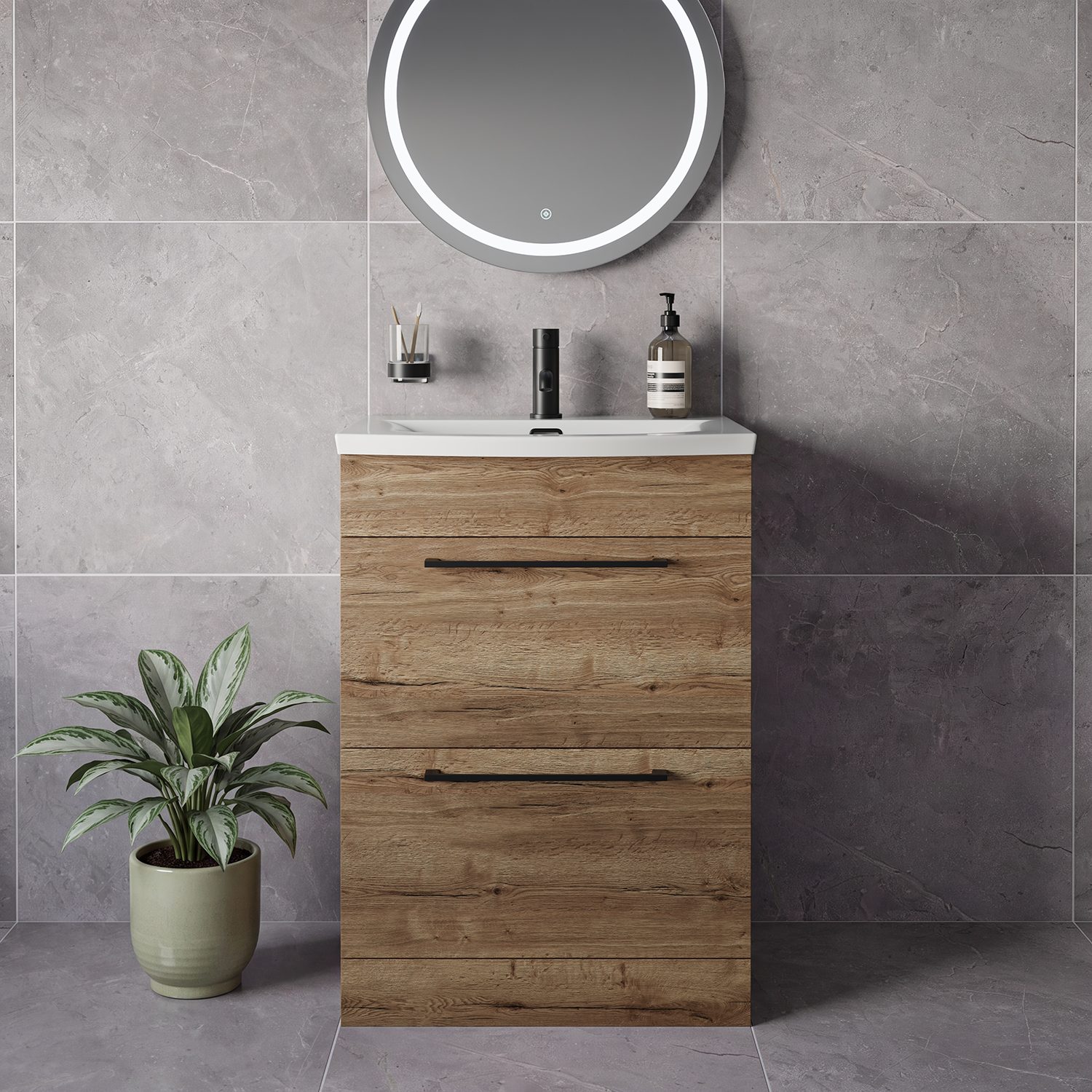 Napoli 390 2 Drawer Vanity Unit with Arc Basin
