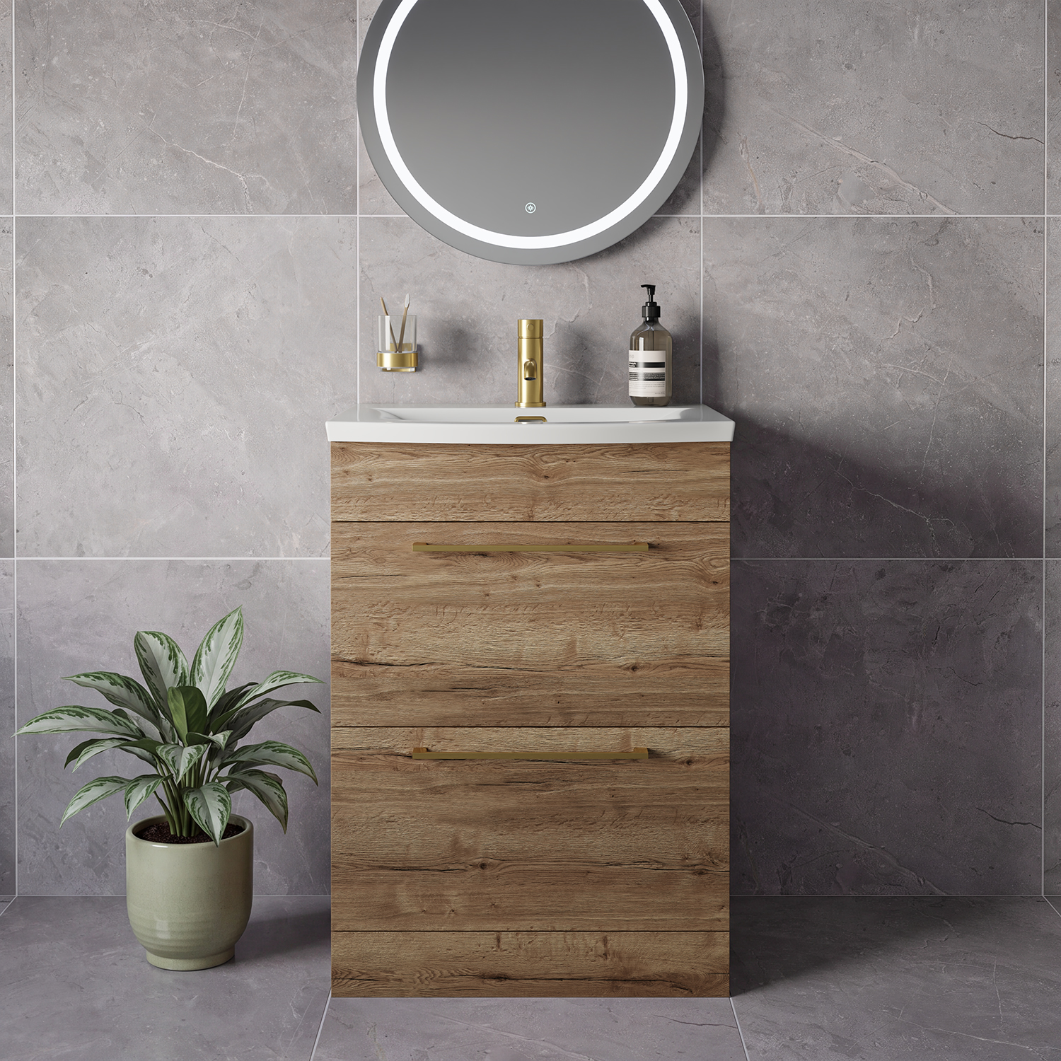 Napoli 390 2 Drawer Vanity Unit with Arc Basin