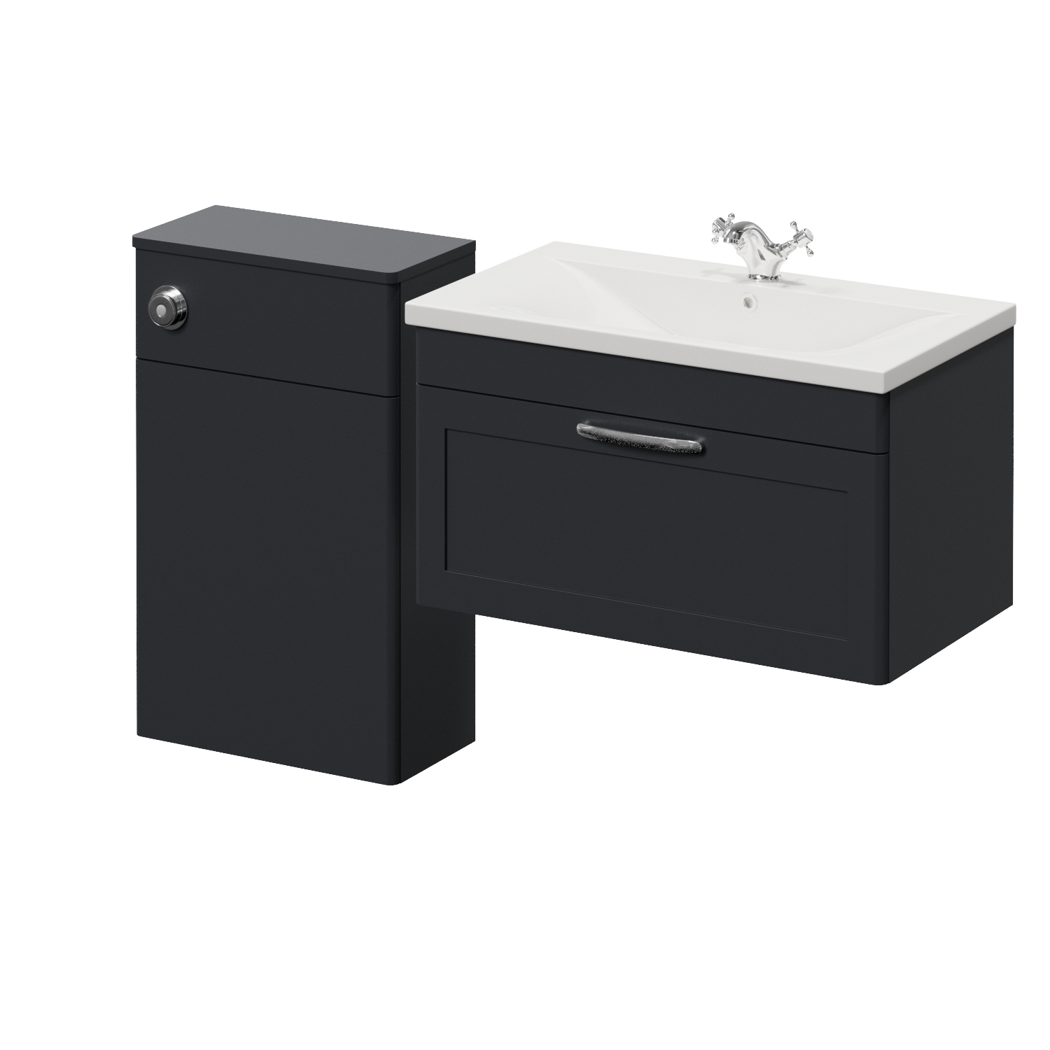 Danbury Wall Mounted Single Drawer Vanity Unit and Toilet Suite with Glide Basin