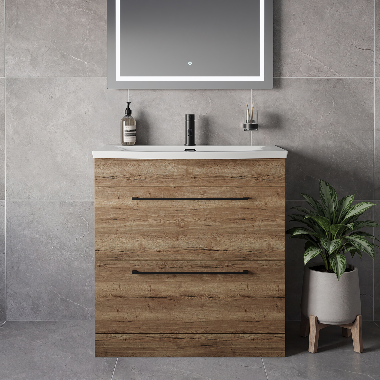 Napoli 390 2 Drawer Vanity Unit with Arc Basin