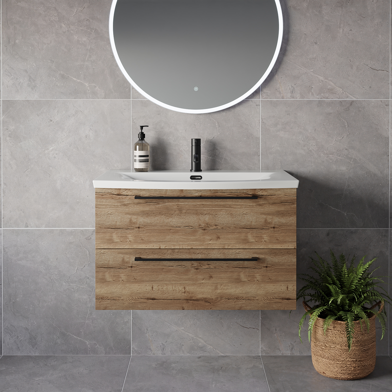 Napoli 390 Wall Mounted 2 Drawer Vanity Unit with Arc Basin
