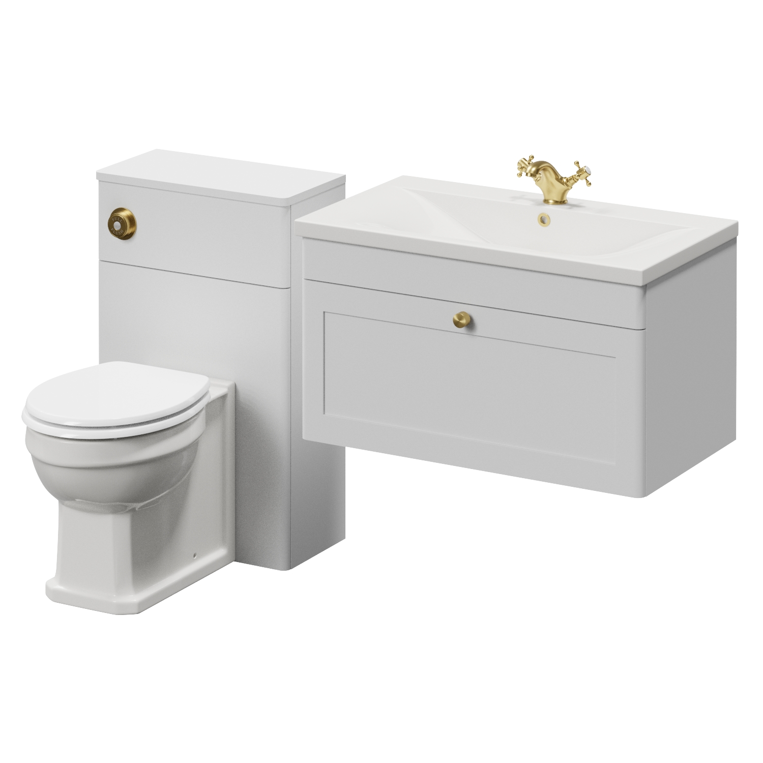 Danbury Wall Mounted Single Drawer Vanity Unit and Toilet Suite with Glide Basin