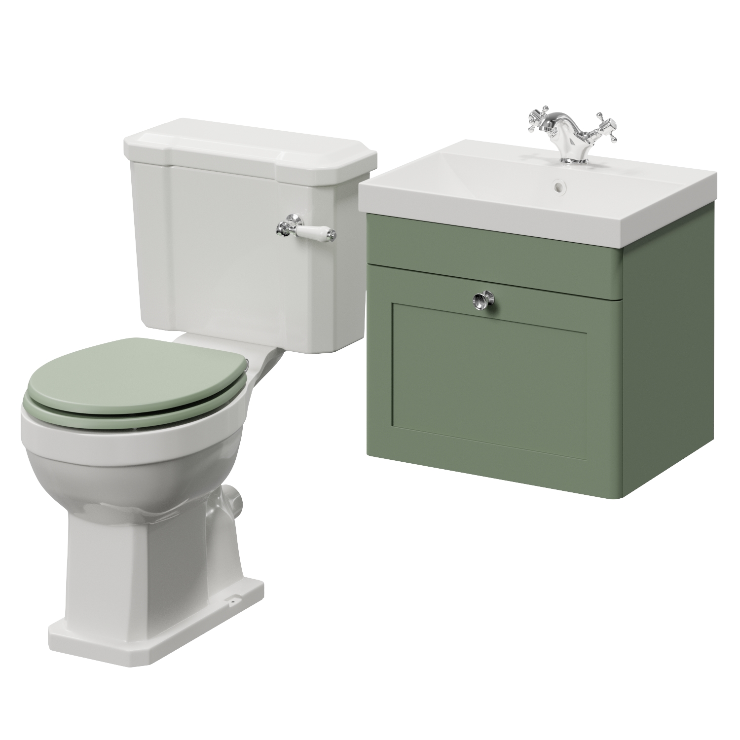 Danbury Wall Mounted Single Drawer Vanity Unit and Windsor Toilet Suite with Rimini Basin