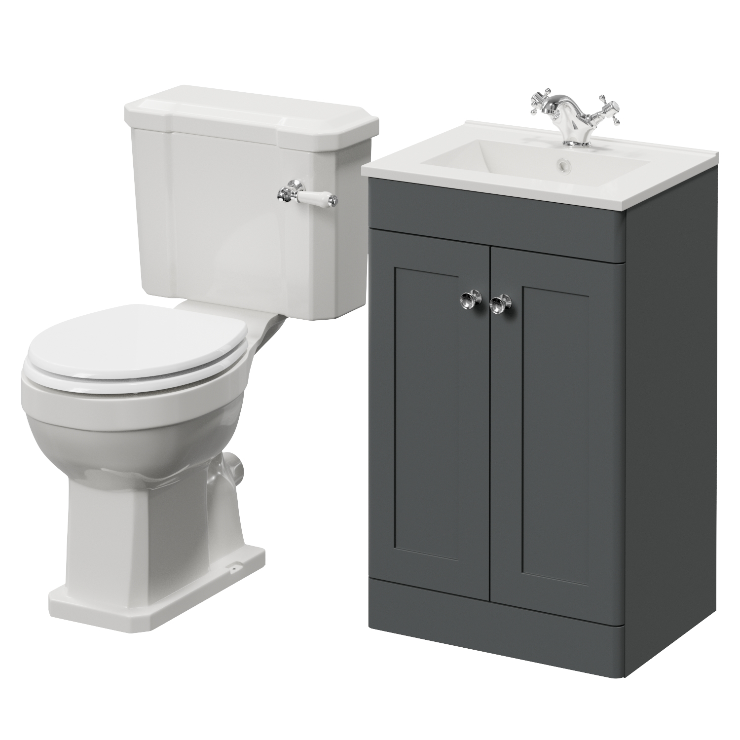 Danbury 2 Door Vanity Unit and Windsor Toilet Suite with Angel Basin
