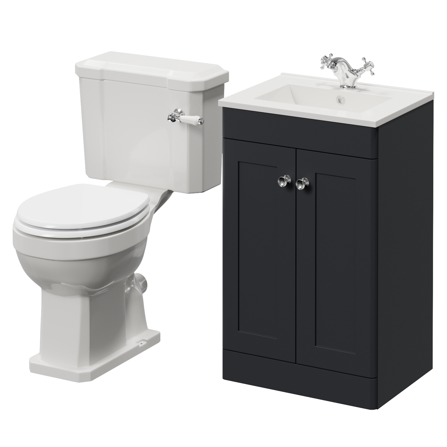Danbury 2 Door Vanity Unit and Windsor Toilet Suite with Angel Basin