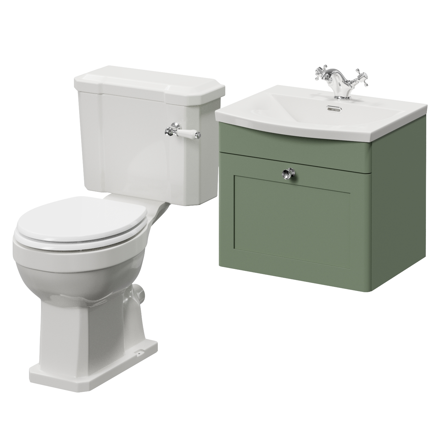 Danbury Wall Mounted Single Drawer Vanity Unit and Windsor Toilet Suite with Arc Basin