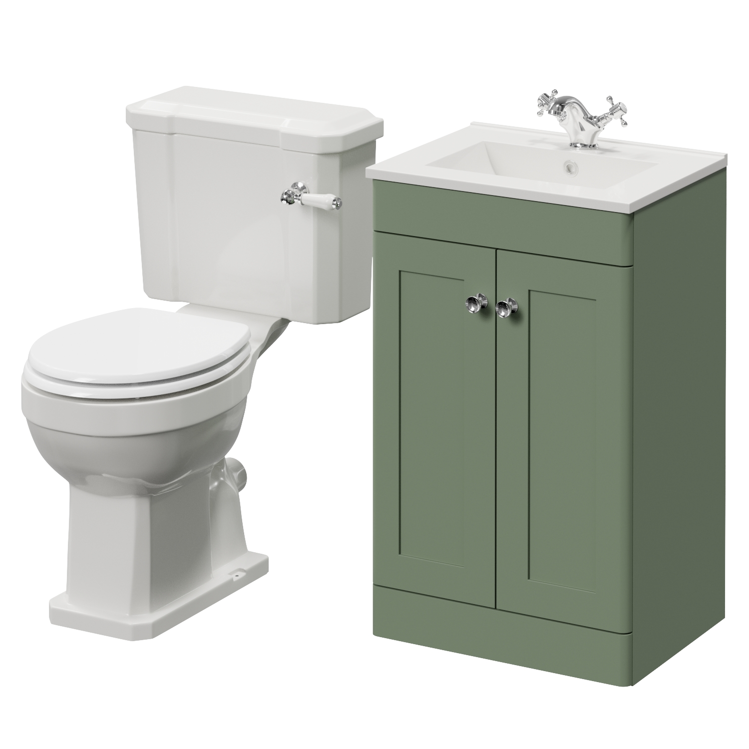 Danbury 2 Door Vanity Unit and Windsor Toilet Suite with Angel Basin