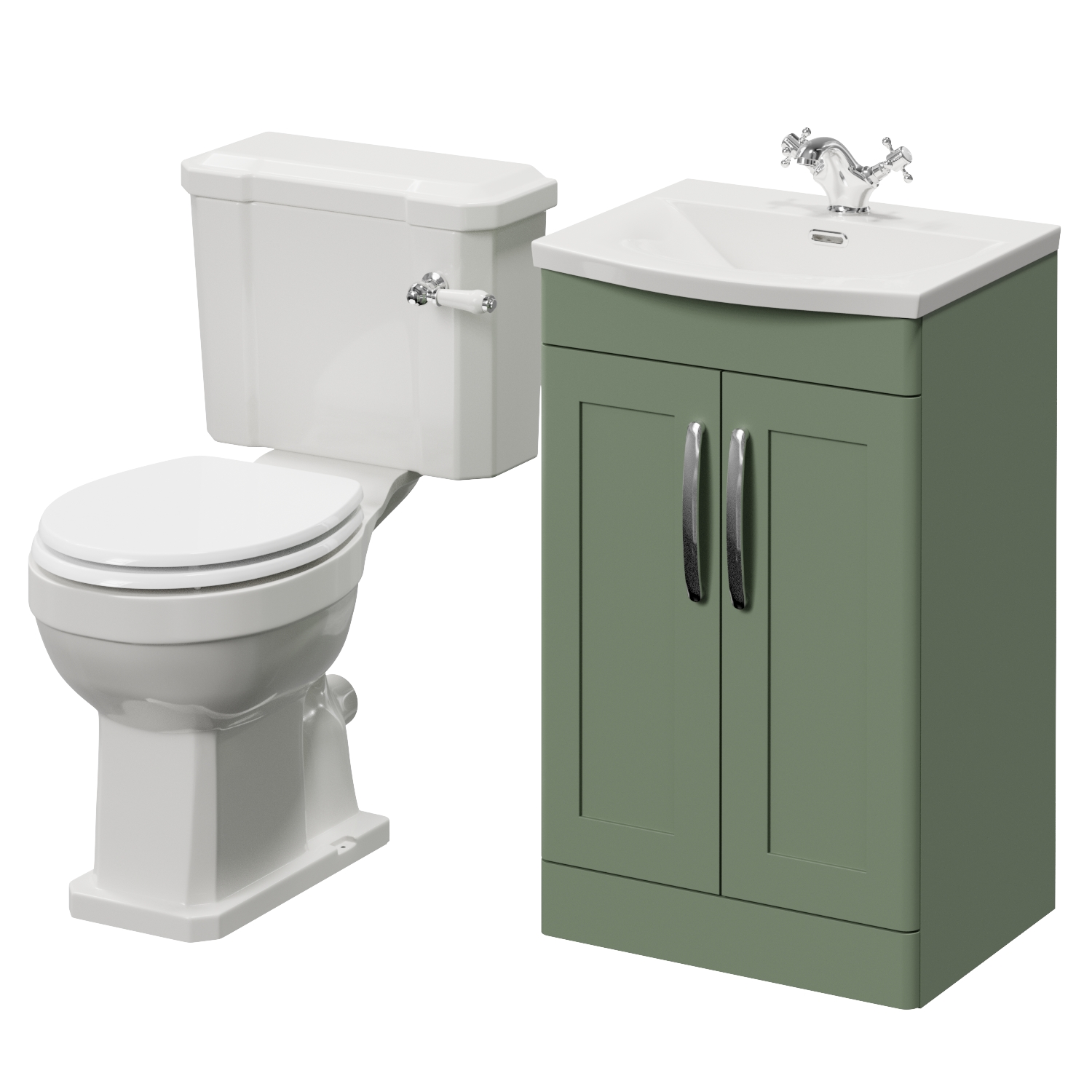 Danbury 2 Door Vanity Unit and Windsor Toilet Suite with Arc Basin