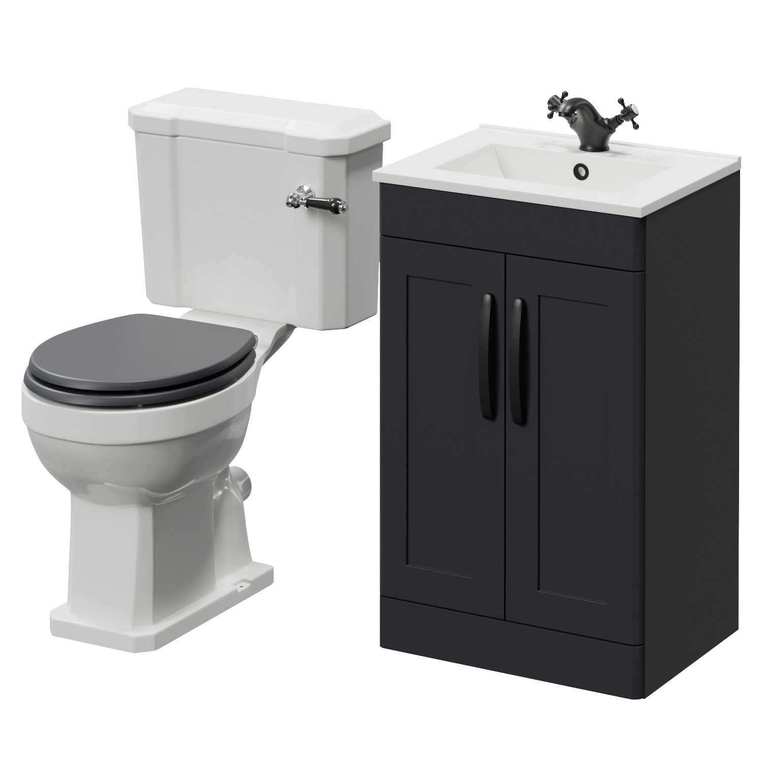 Danbury 2 Door Vanity Unit and Windsor Toilet Suite with Angel Basin