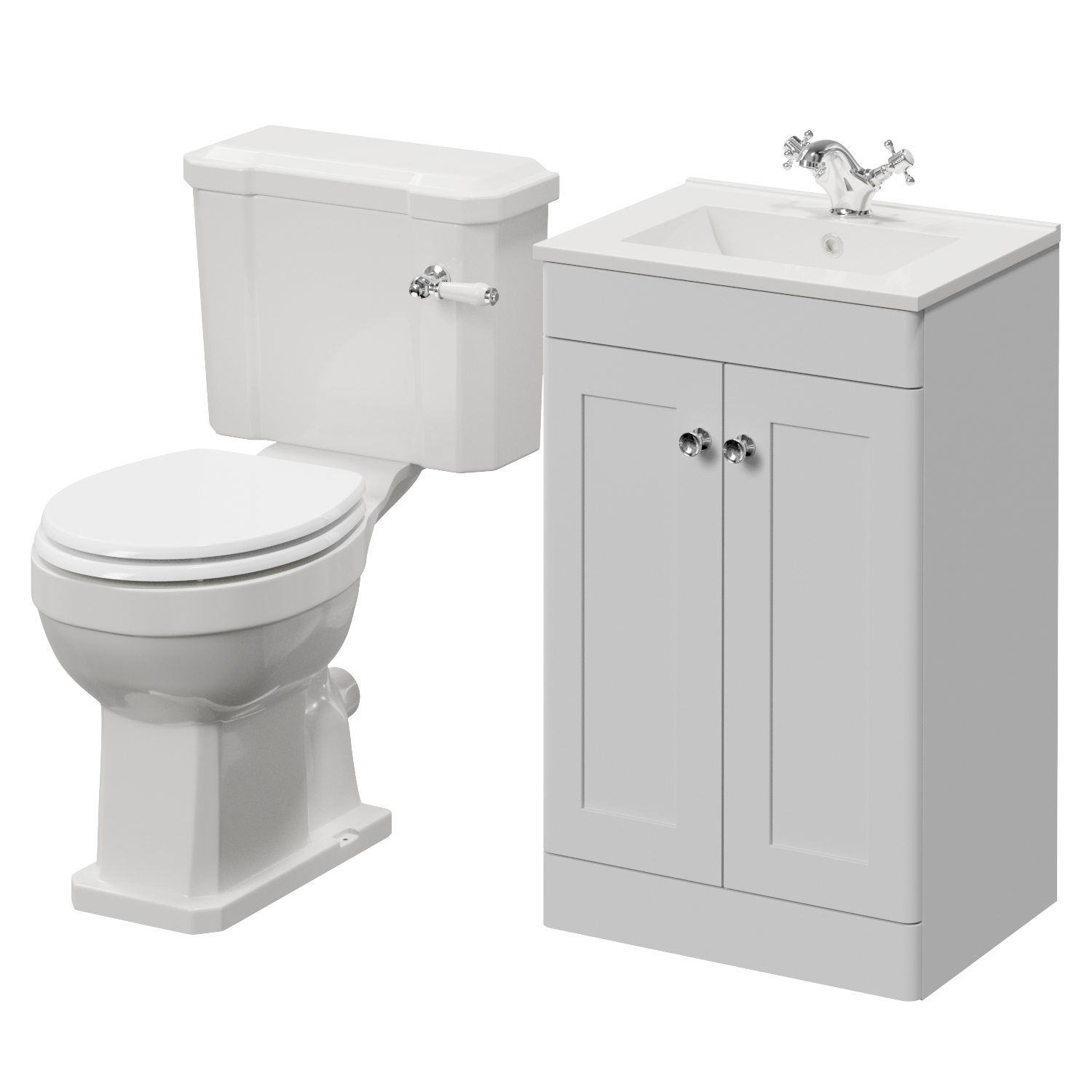 Danbury 2 Door Vanity Unit and Windsor Toilet Suite with Angel Basin